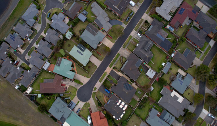 Brierly Basin, roof harvesting, aerial view, house roofs,